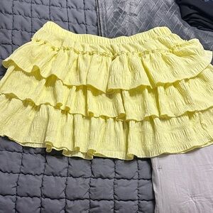 SHEIN Yellow Tiered Mini Skirt